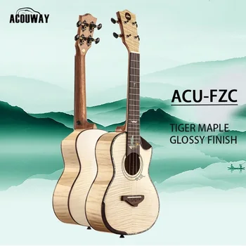 ACOUWAY 24-Инчов хавайска китара на Живо ukulele Cutaway body 2A Канада Тигровое Зърно Клен топ гланцирани Япония Картонена струна
