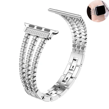 Каишка от неръждаема стомана за Apple Watch band 38 мм 42 мм 45 мм 41 мм 40 мм 44 мм женски гривна с диаманти за iwatch SE 7 6 5 4 3 2