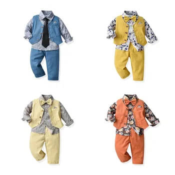 Дрехи за малките момчета, Нов Пролетно-есенен костюм за малки момчета, Детски Красива Жилетка, Ежедневни детски дрехи от три елемента, Детски дрехи