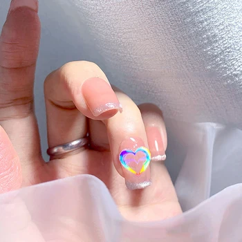 Нова Лазерна Аврора Хартия За Нокти Холографски Лепило 3D Стикери За Нокти Сърцето си за Любовта Професионален Дизайн на Модни Аксесоари За Дизайн на Ноктите