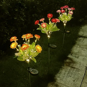 7 Глави Слънчева Орхидея Роза Светлина открит Водоустойчив Градина Пейзаж Лампа Открит Тревата Домашен Декоративен Цвете Нощни Светлини