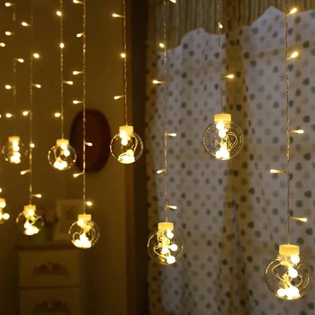 2,5 М 108 Led 12 Глобуси Струнни Светлини на Гирлянда Приказни Светлини За Спални Домашна Сватба на Коледно Парти Празнична Украса AC Plug EU