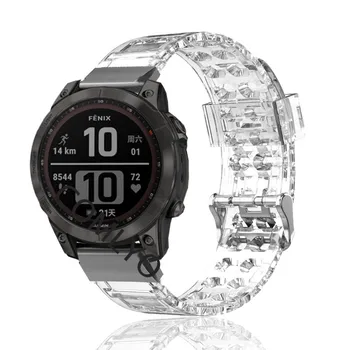 НОВА Каишка за часовник Garmin Fenix 7X7 6 6X Pro Solar Ендуро 5X Plus 3HR Descent MK1 Mk2 Mk2i Каишка за Часовник от TPU Прозрачен каишка