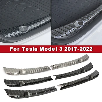 Защита на Багажника от Неръждаема Стомана за Tesla Model 3 2017-2022 Задната Броня Стъпало на Задната Врата за Вътрешната Накладка на Прага на Защитна Подплата Покритие