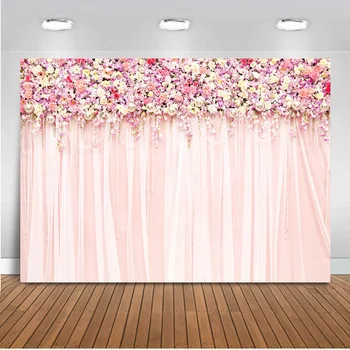 Mocsicka снимки декори сватба парти розово цвете на Цвете стенни завеси любов Булчински душ фотографско студио, фотосесии boda