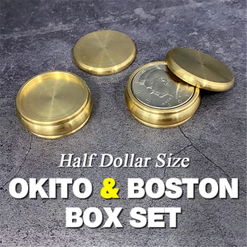 Okito & Boston Box Set (Размер в полдоллара) Магически Трикове Магьосникът Близък План на една Илюзия Трик подпори Ментализм Монета Прониква Изчезва