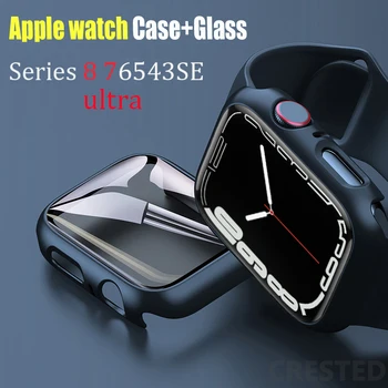 Стъкло + Калъф За Apple Watch case 45 мм 41 мм 44 мм 40 мм 42 мм и 49 мм Аксесоари Защитно фолио за дисплея на Apple watch серия ultra 8 4 5 6 SE 7