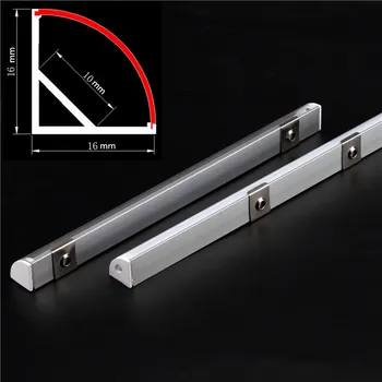 2-30 бр/много 0,5 м/бр алуминиев профил под ъгъл от 45 градуса за 3528 smd 5050 5630 led ленти Млечно-бял/прозрачен покриване на ленти канал