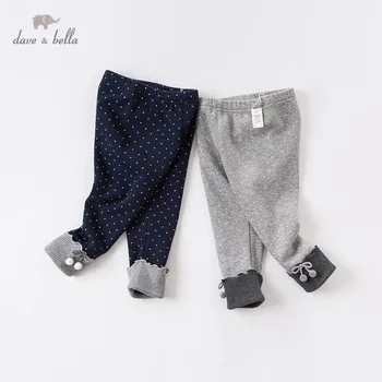 DBM14796-2 дейв bella/зимни модерни панталони на точки с лък за малки момичета, детски панталони пълна дължина, панталони за деца