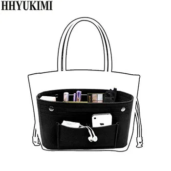 Вътрешна чанта От чувствах плат HHYUKIMI, Дамски Модерна Чанта С Множество джобове, Козметичен Органайзер За Съхранение, Чанти За Багаж, ръчни Чанти, Аксесоари