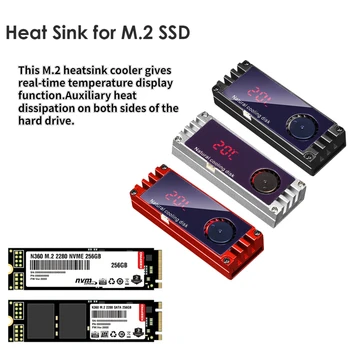 M. 2 SSD Охладител Охладител Цифров Температурен Дисплей с Турбокомпресор за Твърдотелно устройство 2280 22110 NVMe NGFF M2