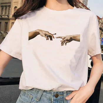 микеланджело тениска ulzzang ръце femme реколта за жени harajuku тениска 90 s козметична дамски козметична гръндж Графична тениска