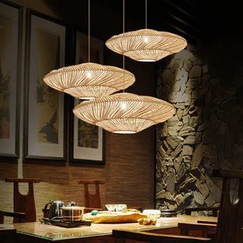 Нов НЛО Нюанси Ратан Лампа Творчески Китайски Стил Висящи Лампи Окачване с Трапезария и Ресторант Светлини E27 Led Окачен Лампа