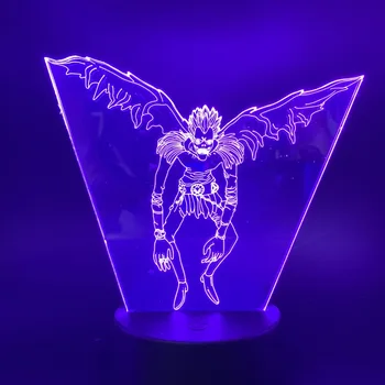Figutto DEATHNOTE 3D Нощна Лампа Аниме Death Note Герой Рюк Лампа 7 Цвята Промяна Нощни Нощувки Лампара За Декор за Спалня