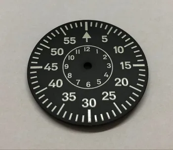 38,9 мм GEERVO стерилна Швейцария C3 нажежен черен подходящ ETA6497/6497 механизъм Мъжки часовник циферблат 018A