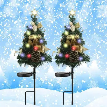 2 елемента Слънчева Led Коледно Дърво Тревата Лампа Водоустойчива Ip65 За Открит Двор Огради, Орнаменти Градина