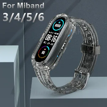 Прозрачен Силиконов Ремък за Mi Band 4 5 6 Взаимозаменяеми Гривна Каишка за Xiaomi Mi Band 6 5 4 3 Correa Smartwatch Каишка за Часовник