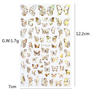 10*8 см, Холографски Стикери за нокти с шарени Пеперуди, Лазерен Ефект за Тенденцията на Аксесоари за Нокти, 3D Самозалепващи Етикети, Етикети ZY-35/38