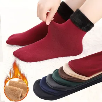 Обикновена зимни чорапи есенно-зимни топли плюс кадифе сгъстено мъжки и дамски зимни чорапи за възрастни с директен дъска