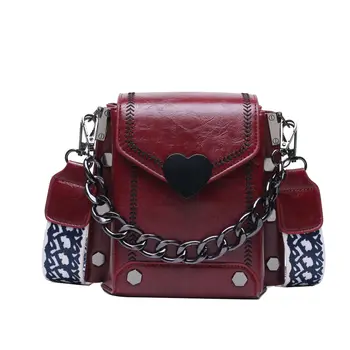 Чиста червена малка чанта дамски нова мода корейската версия на дивата текстура чанта-месинджър с широк пагон модни чанти за рамо