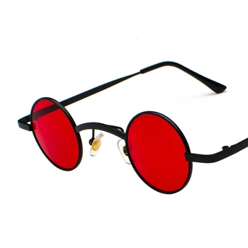 Тенденцията Слънчеви Очила С Широк Мост, В ретро Стил-рок, пънк, Класически Малки Кръгли Прозрачни Червени Слънчеви Очила с UV400