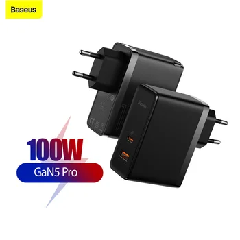 Baseus 100 W GaN 5 Бързо Зарядно Устройство QC 4,0 3,0 Type C PD Бързо Зарядно Устройство За Samsung Xiaomi Macbook лаптоп, Зарядно Устройство За Телефон с кабел
