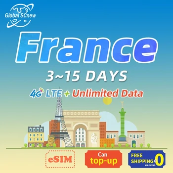 Франция СИМ-карта 10-15 Дни на игрите без лимит предаване на данни, Високоскоростен поддръжка на 4G dimo предплатена сим карта за роуминг пренос на данни