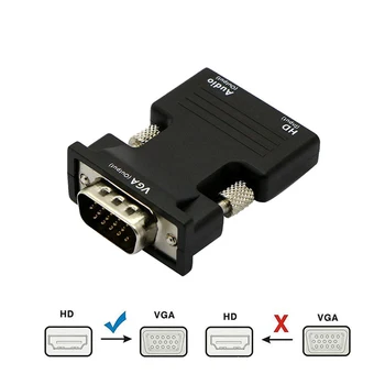 HDMI-съвместим Женски VGA Мъжки Конвертор 3.5 мм Аудио Кабел Адаптер 1080P FHD Изход за КОМПЮТЪР, Лаптоп, ТЕЛЕВИЗОР Монитор, Проектор