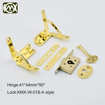 1 Комплект злато (2 панти + 1 ключалка) KIMXIN продажба на дървени кутии обков аксесоари Панти за кабинет и с ключалки за ключове Безплатна доставка
