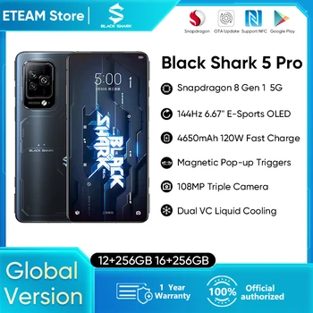 Black Shark 5 Pro 5pro Игра телефон Глобалната версия на Мобилния телефон Snapdragon 8 Gen 1 144 Hz OLED 120 W Бързо Зареждане на Мобилен телефон NFC