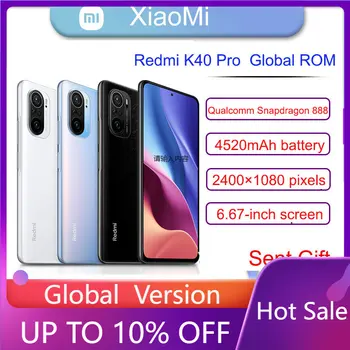 Смартфон Xiaomi Redmi K40 Pro с NFC глобалната версия на Snapdragon 888 6,67 инча 120 Hz E4 AMOLED Дисплей 64 Mp 33 W Бърз