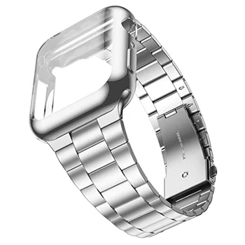 Метална каишка + Мек калъф За Apple watch каишка 45 мм 41 мм 44 мм 42 мм 40 мм, 38 мм, от неръждаема Стомана Гривна за часа iwatch 8 7 6 5 4 se