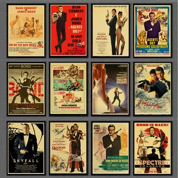 Британска легенда Джеймс Бонд 007 Ретро Постер на Филма Ретро Постер на Крафт-Хартия Стенни за Декорация на Дома/Стаята/Бар Живопис