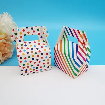 Кутия шоколадови Бонбони в Цветна Ивица, Сватбен Подарък, Дъгата Грах, Сгъваема Минималистичная Опаковка Хартиена Кутия за Партита