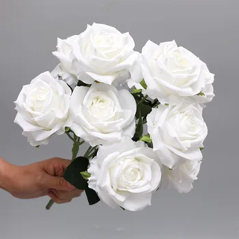 Букет от изкуствени цветя от изкуствени фалшиви рози, изкуствен букет сафлора, украса за сватбени партита, къща